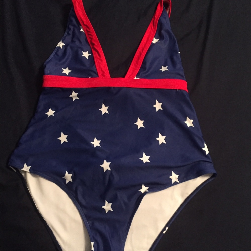 Patriotic plus size one piece swimsuit